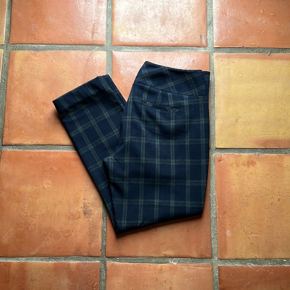 CAbi heather gray plaid trousers